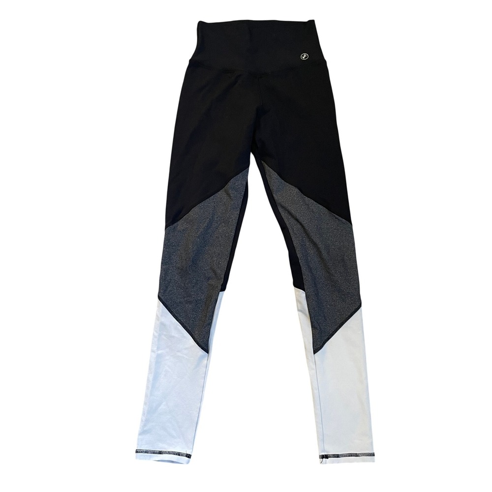 High Rise Womens Colorblock Leggings size Medium Black White Athleisure Fit Girl